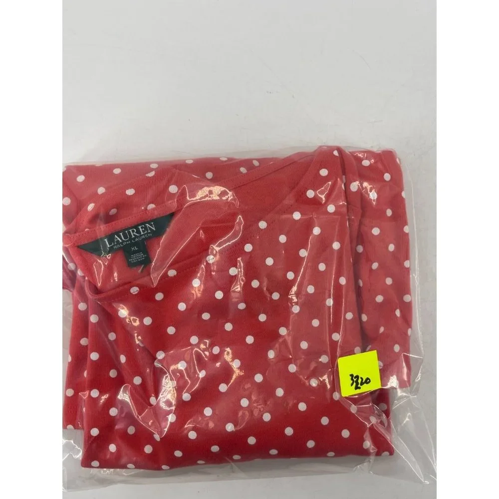 Lauren Ralph Lauren Women's Orange Long Sleeve Polka Dot Top Shirt Size XL - Picture 11 of 11